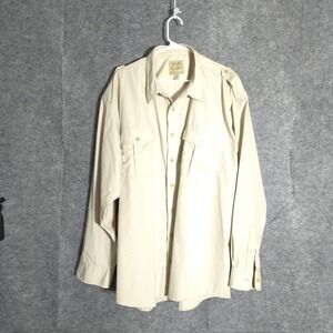 Cabelas Safari Series Shirt Mens 3XL Tall Tan Khaki Long Sleeve Button Up 902475
